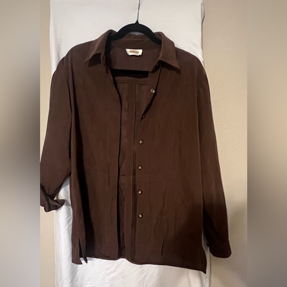Talbots Classic Brown Button-Up Shirt